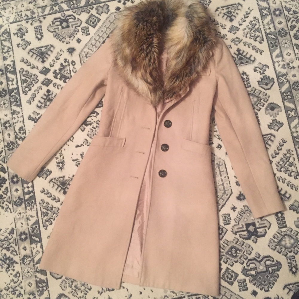 Camel faux fur coat
